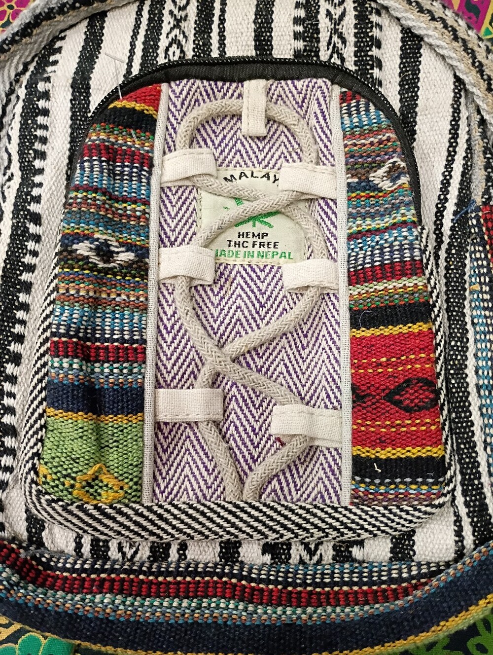 NWOT Himalayan Hemp Striped MiniBackpack with Colorful Panels - Picture 7 of 7